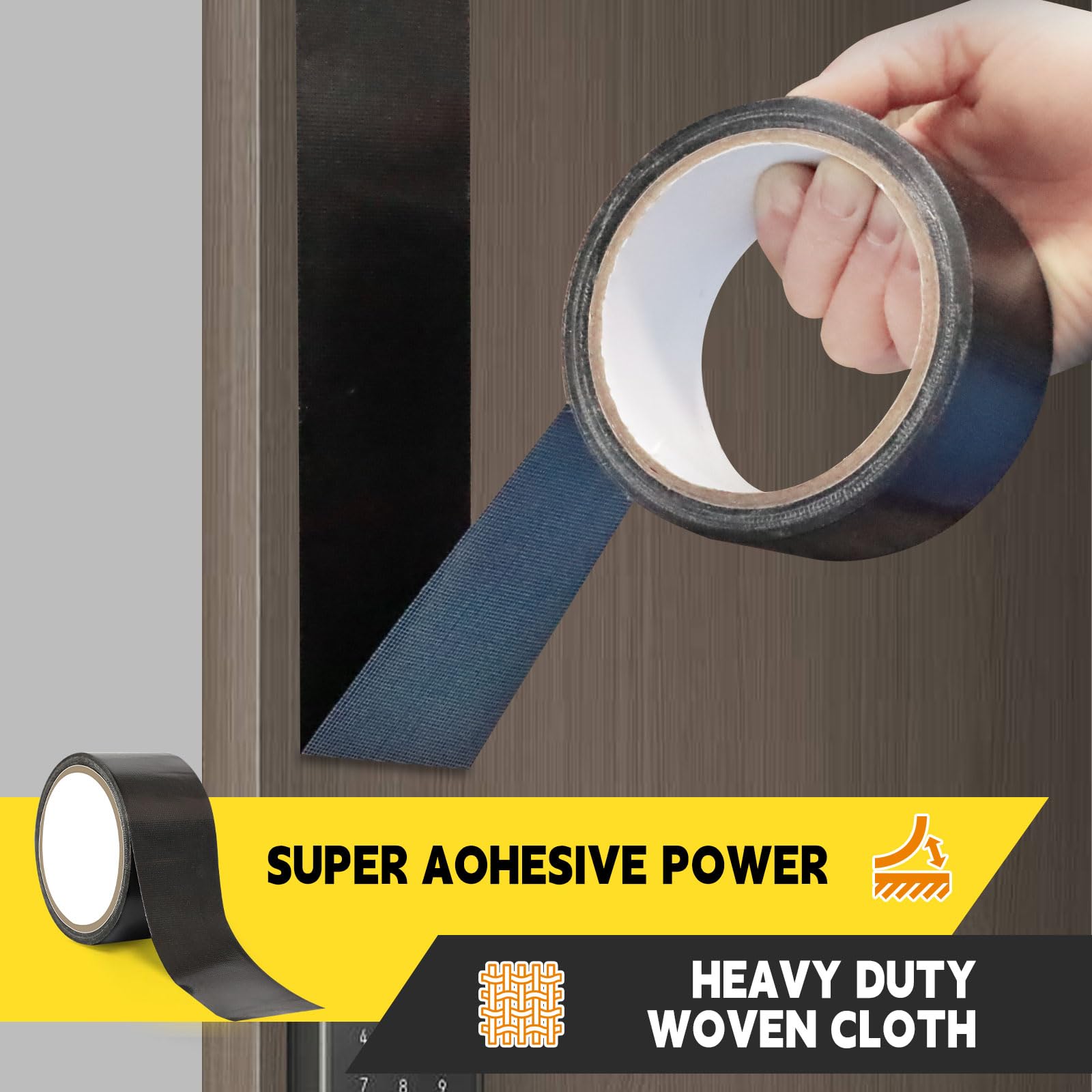 SIKEDEPRO 5-Pack Black Heavy Duty Duct Tape， 2 inches x 30